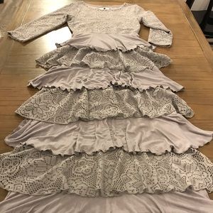 Gray Dainty Jewell Ruffle Dress